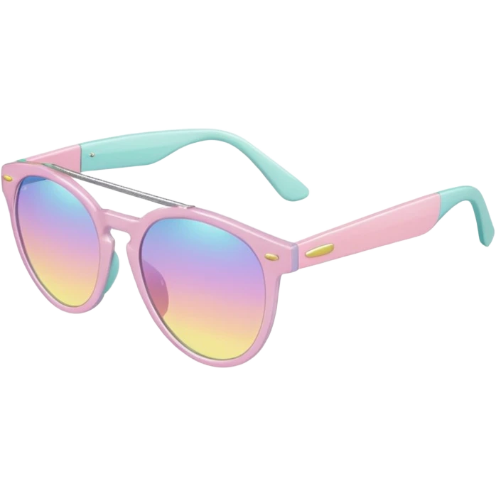 A colorful pair of Pastel sunglasses (aesthetic, loose object, apparel), seen from the side, 3/4 angle emoji