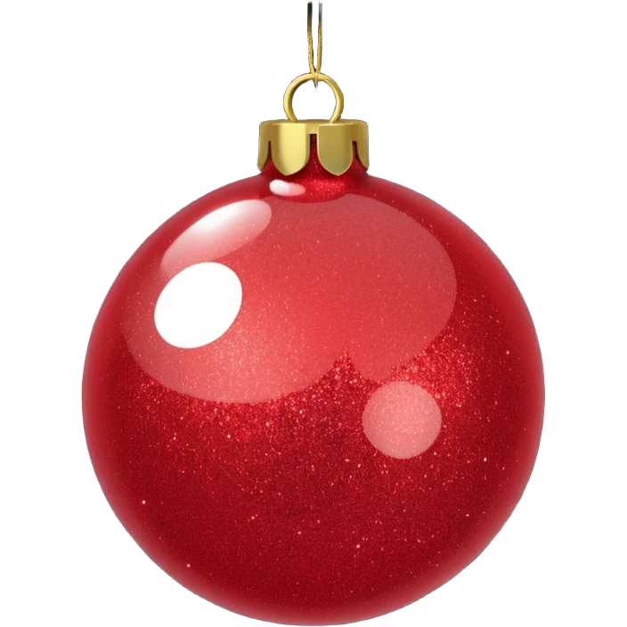 Red glitter ball ornament, matte emoji