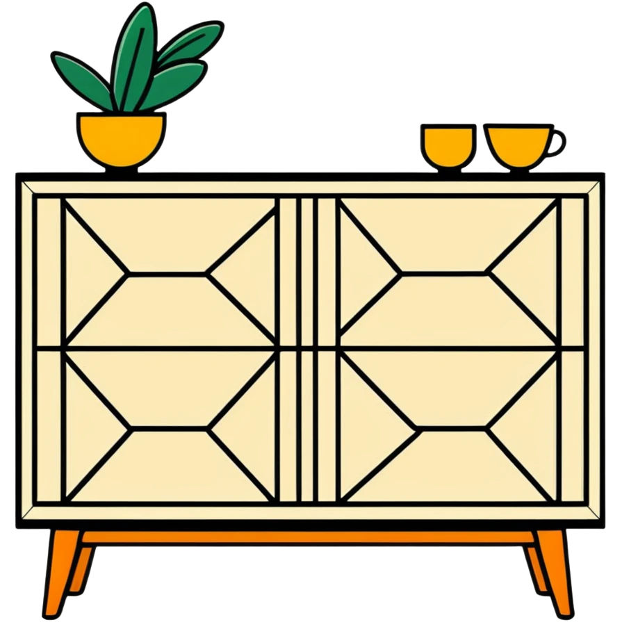 Mid century sideboard with geometric pattern emoji