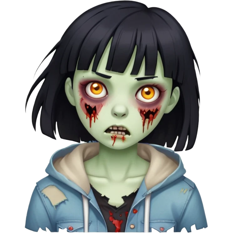 zoombie girl with black hair bangs  emoji