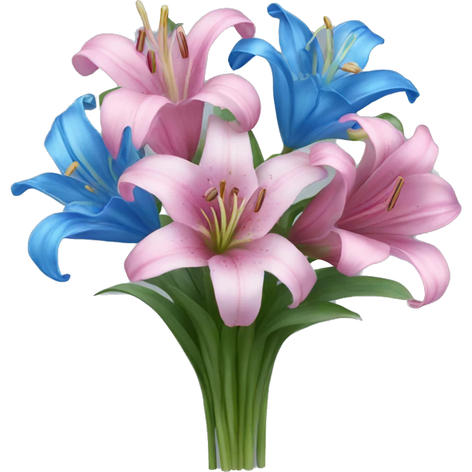 Bouquet of pink and blue lilies emoji