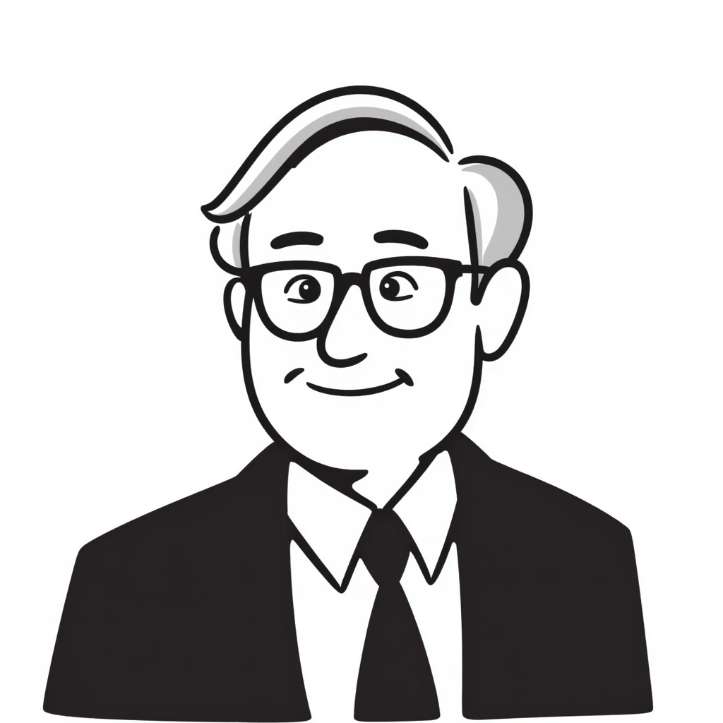 Warren Buffett wearing glasses and a suit in hand-drawn doodle style emoji