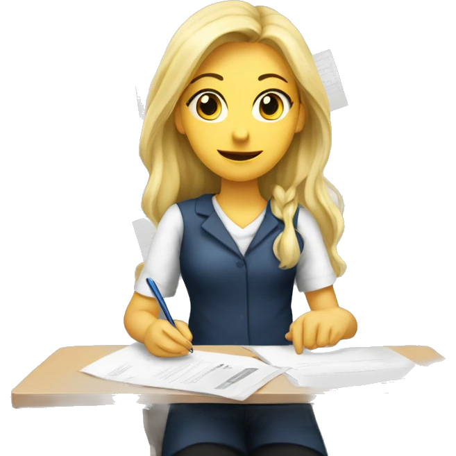 Blonde girl exam papers emoji