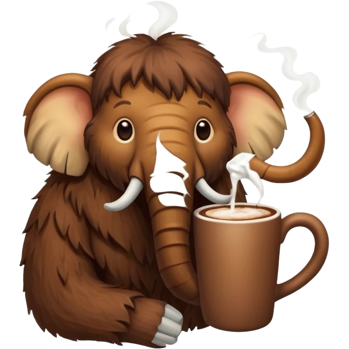 A mammoth who drinks a hot chocolate emoji