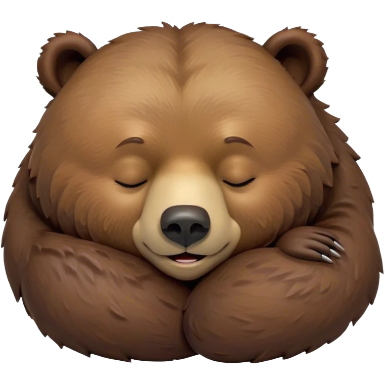 Meme-Worthy Cute Sleeping Grizzly Bear Portrait Emoji, Head resting peacefully with a contented smile, showcasing a massive, robust build and a luxuriously soft deep brown fur, eyes shut in a serene, restful nap, Simplified yet hilariously adorable features, highly detailed, glowing with a soft, drowsy light, high shine, relaxed and utterly lovable, stylized with an air of playful laziness, bright and heartwarming, soft glowing outline, capturing the essence of a comically sleepy grizzly, so meme-worthy it feels like it could instantly become the next viral sensation of adorable slumber! emoji