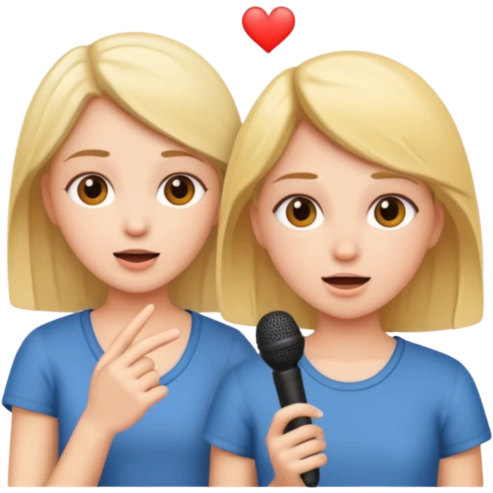 two girls practice speaking emoji