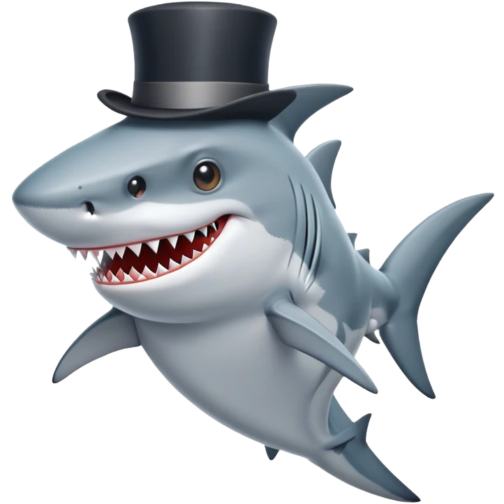 Shark with a top hat emoji