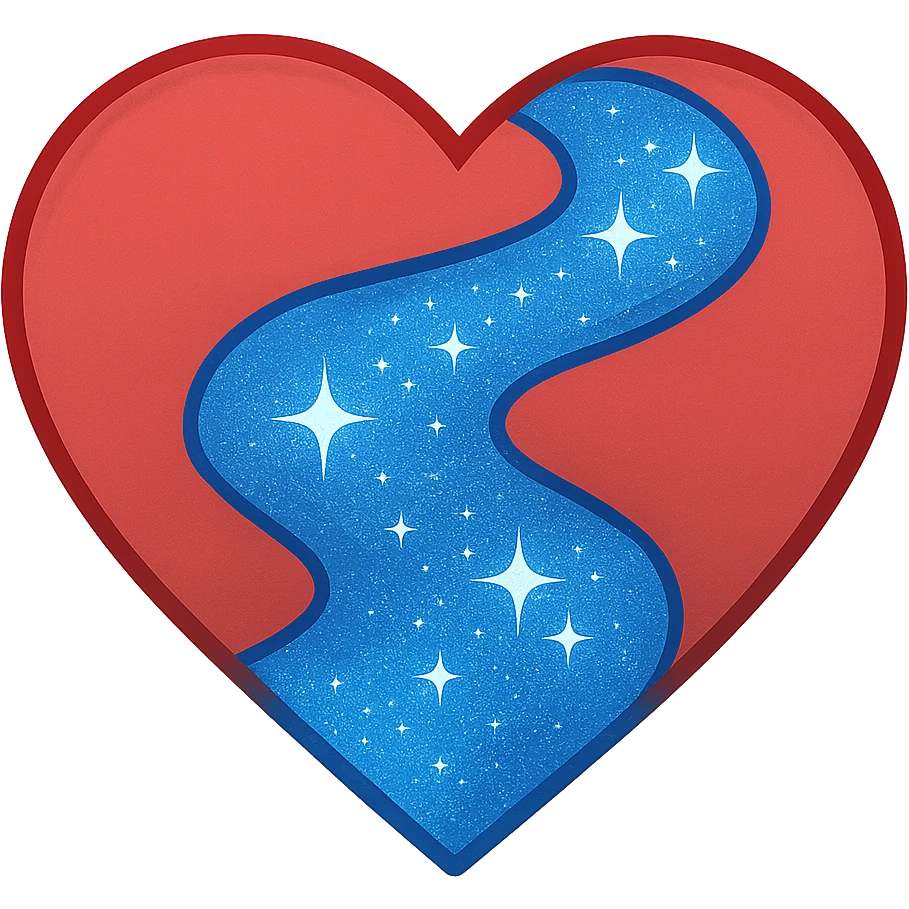 heart with a sparkling sapphire river, clean digital illustration, no background emoji