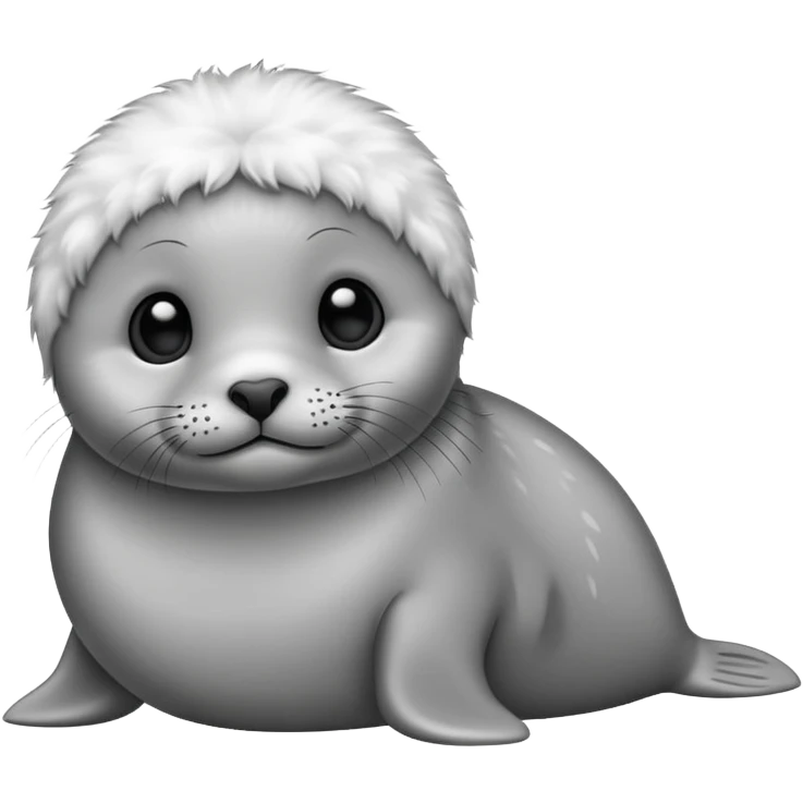 cute baby seal with fluffy fur emoji