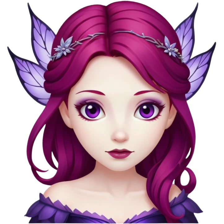 dark purple plum fairy with red hair  emoji