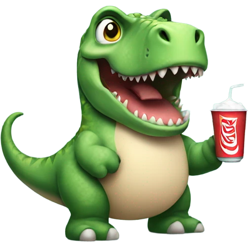 Dino holding a soda emoji