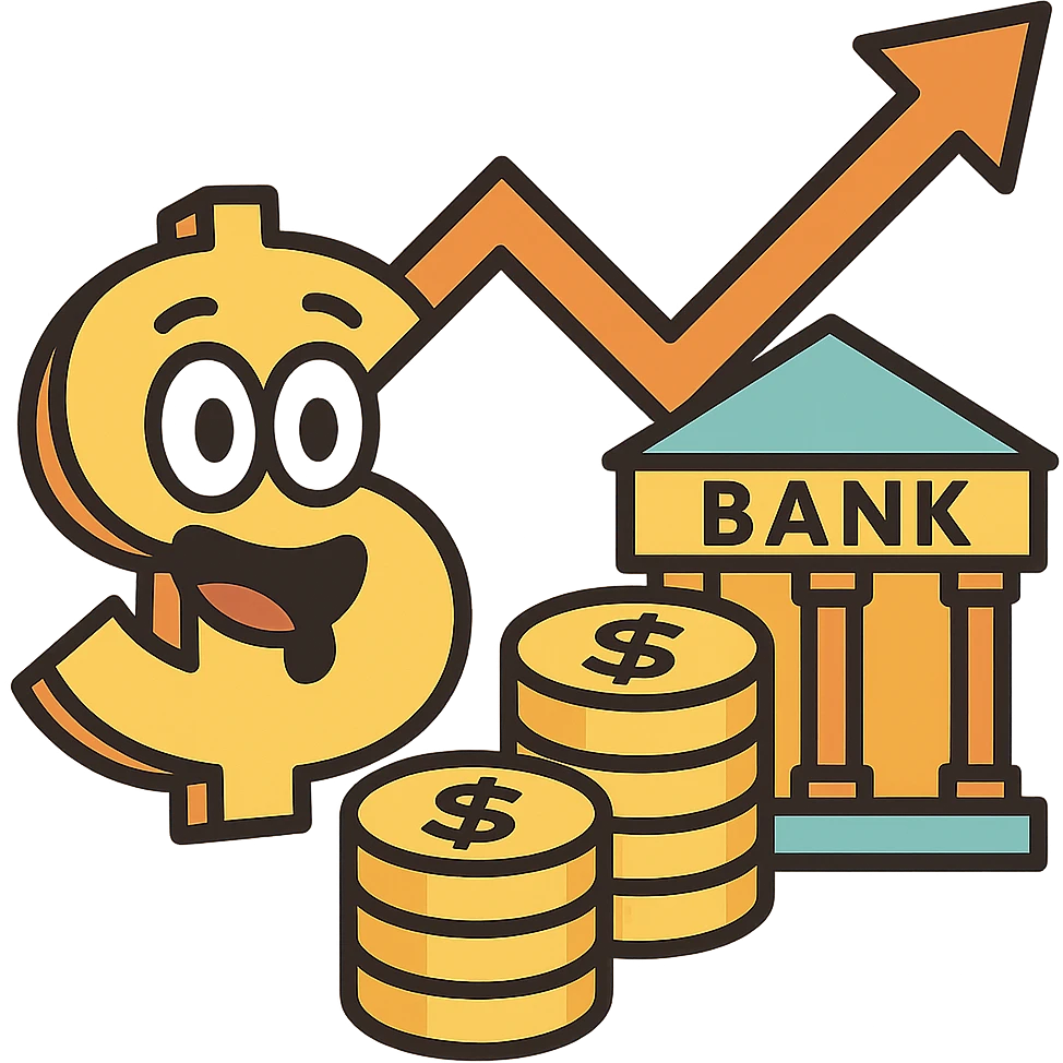 Add a cartoon bank building to the economy icon, keep the style consistent with lineal color icon with black outlines and transparent background. emoji