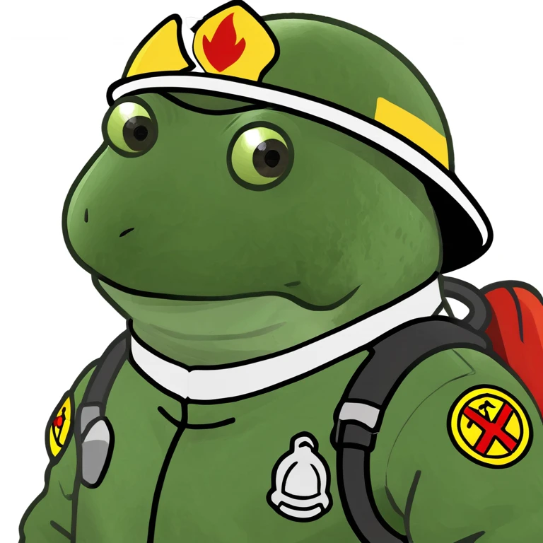 bufo in a fire fighter suit emoji