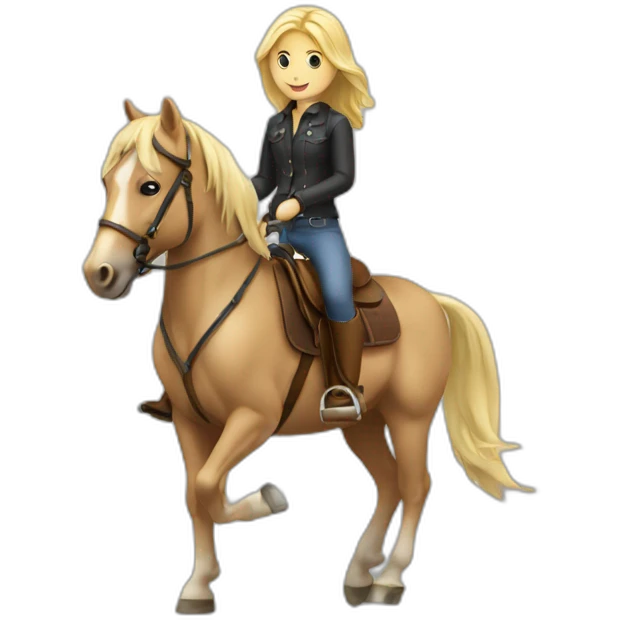 shoulder length blonde girl riding a horse full body emoji