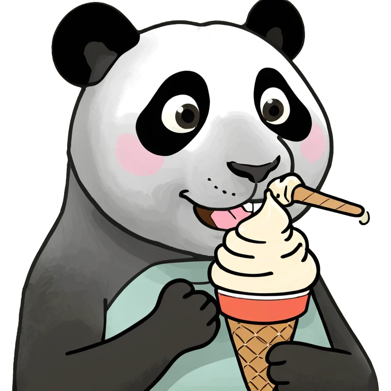 Panda eating ice cream emoji
