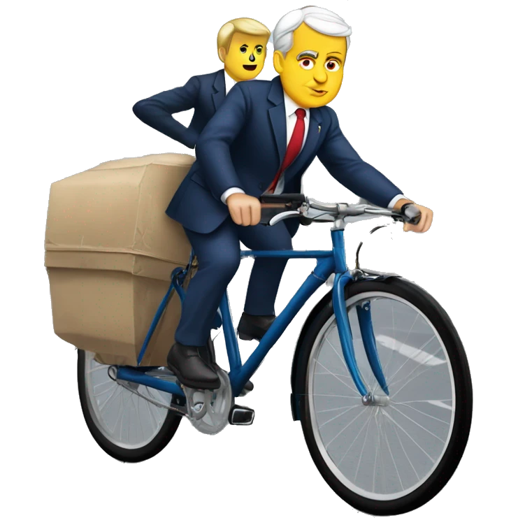 President macron sur velo avec ses gardes du corps emoji
