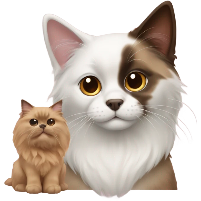 Ragdoll cat with a brown dog emoji