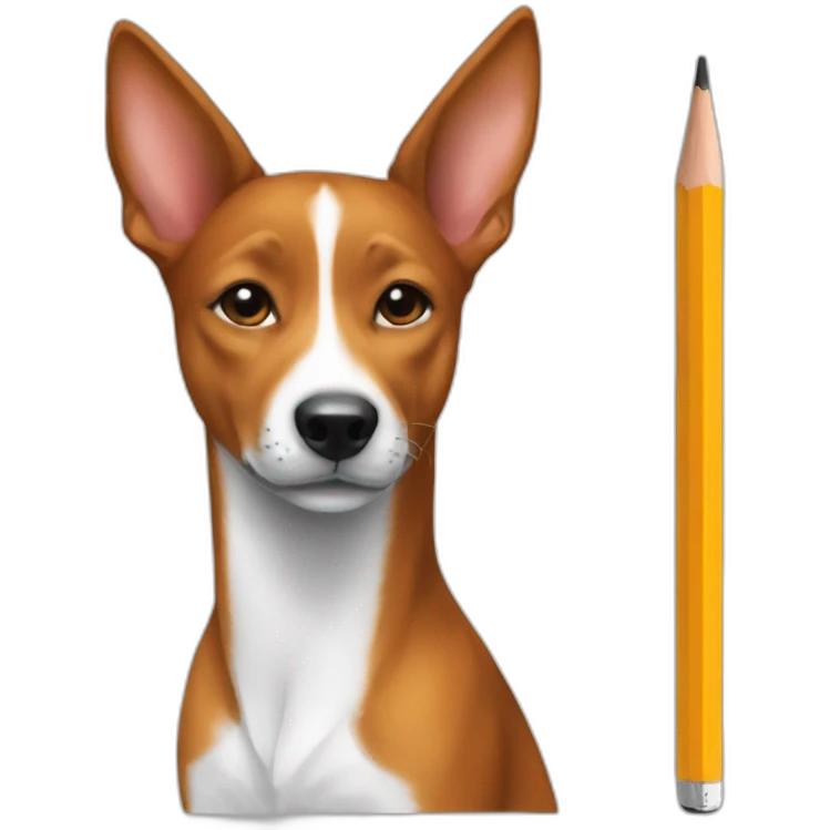 Basenji holds a pencil emoji