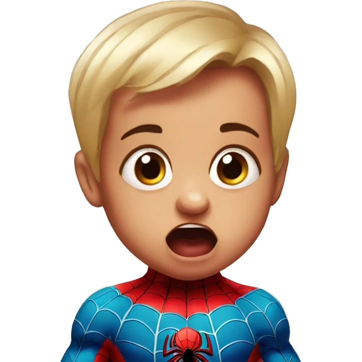 a spiderman baby looking shocked emoji