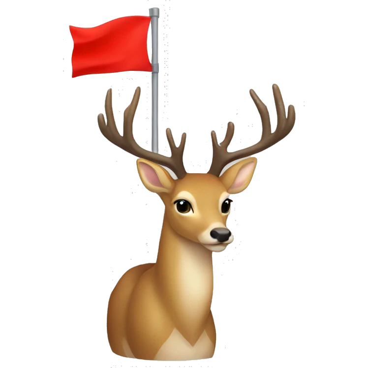 deer with red flag,side view ios emoji emoji
