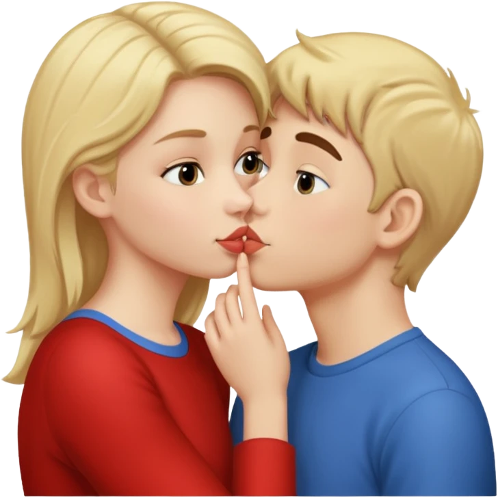 a girl kissing a boy cheek emoji