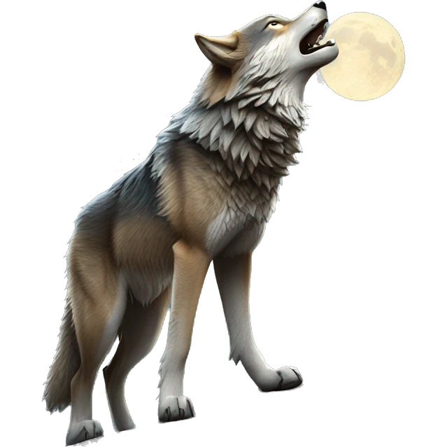 wolf howling at the moon while standing on a rock emoji
