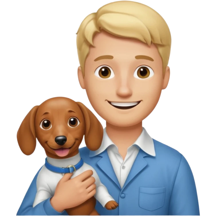 Blonde guy dauchaund cleaner emoji