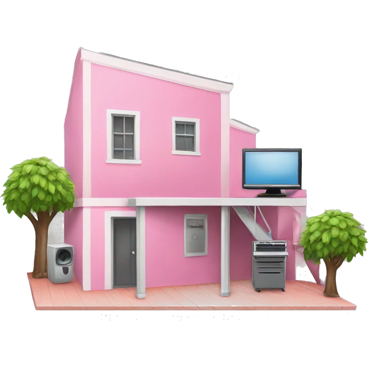Pink loft with computer  emoji