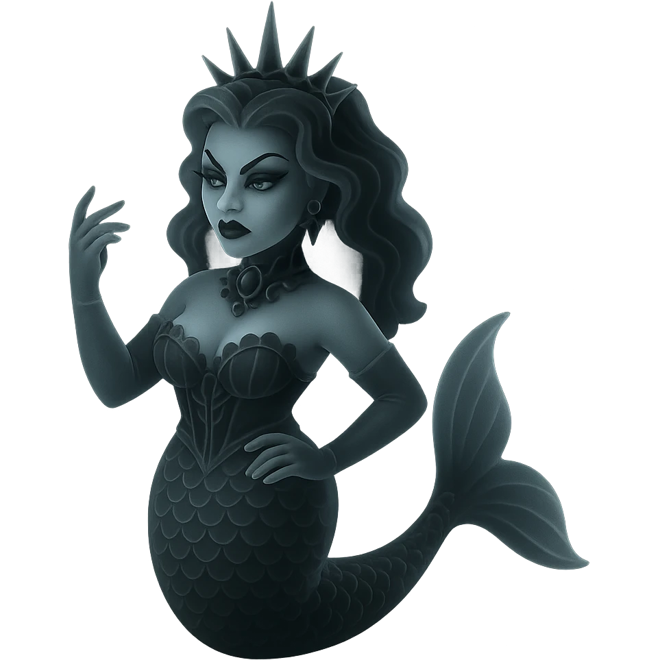 dark and elegant drag queen gothic mermaid with intricate details emoji