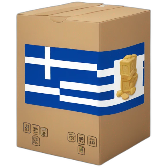 Protein box with greek flag on it  emoji