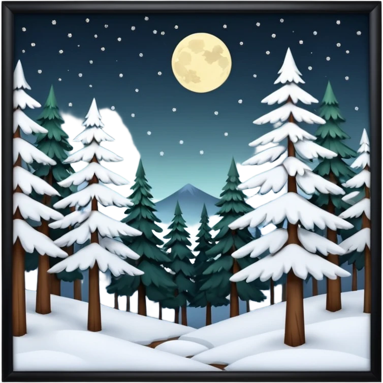 Beautiful snowy night forest emoji