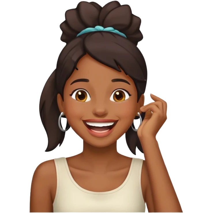 hand on neck laughing black girl emoji