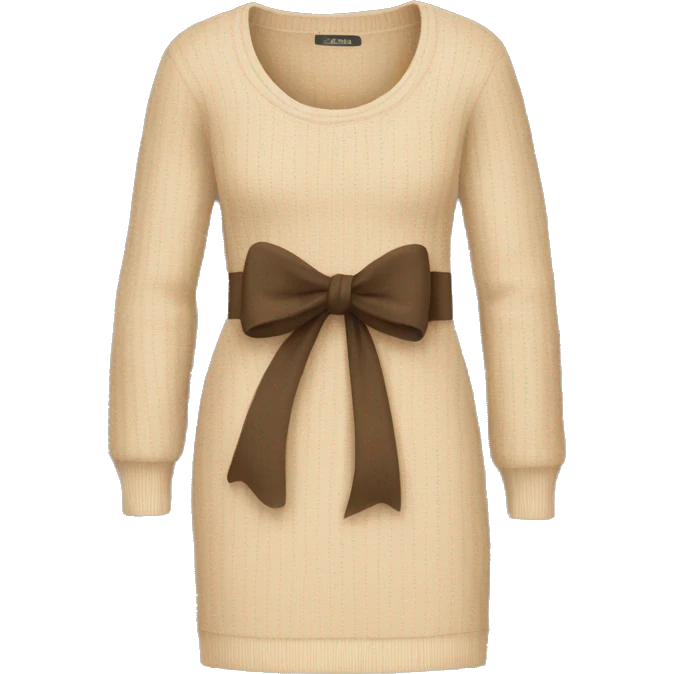 beige sweater dress with bow emoji