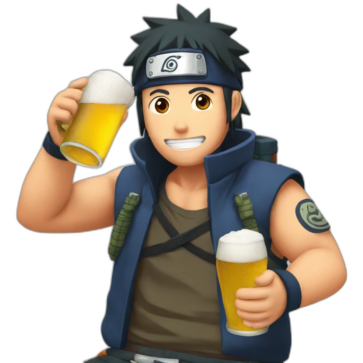Naruto drinking beer emoji