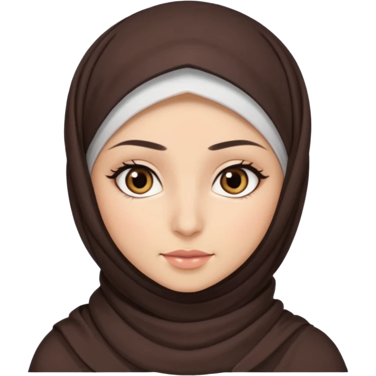 hijab with appear of some hair dark brown eyes and long lashes with and light  skin emoji