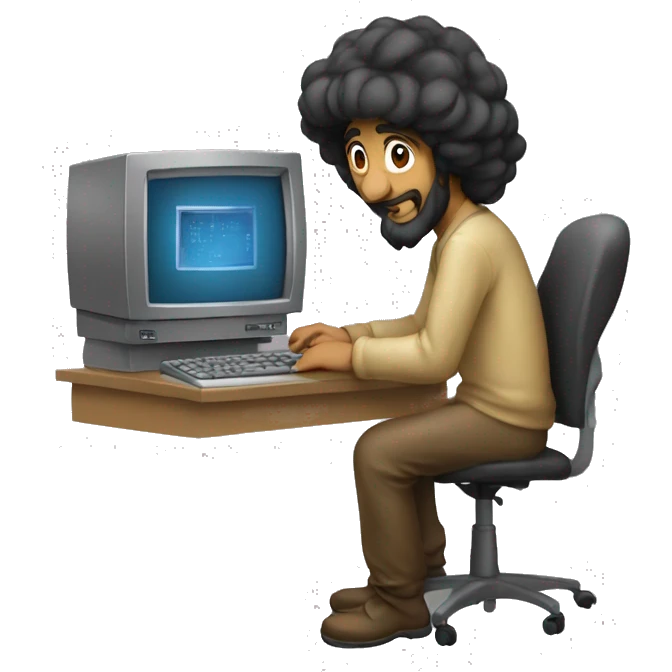 Graphic designer saudi working on an oldest computer emoji
