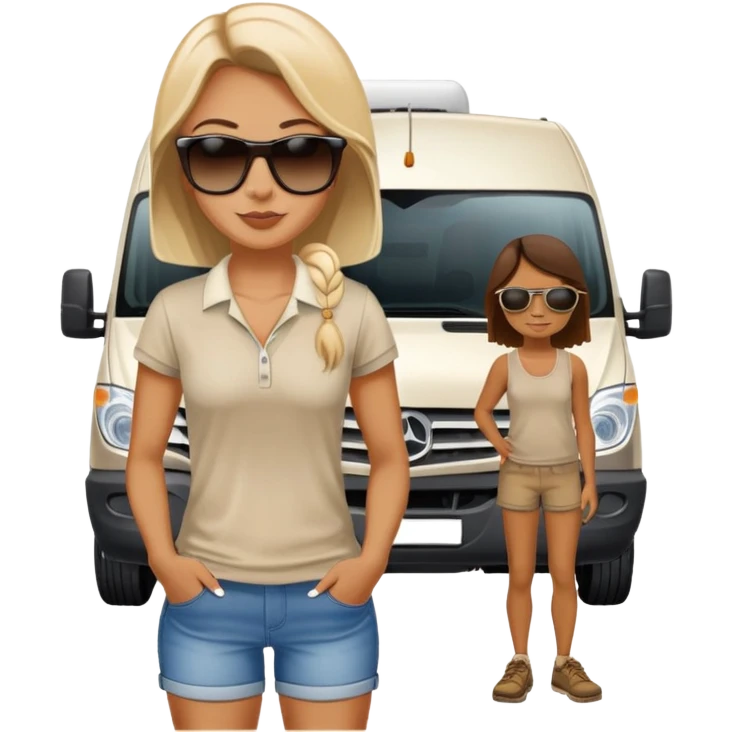 Sprinter van and lady emoji