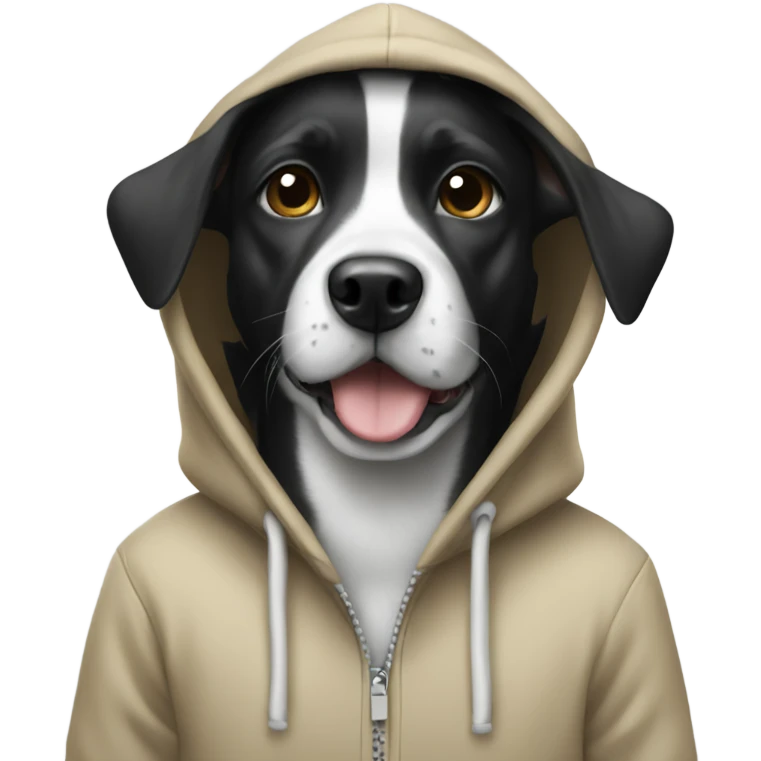 Black and white dog wearing a hoodie  emoji