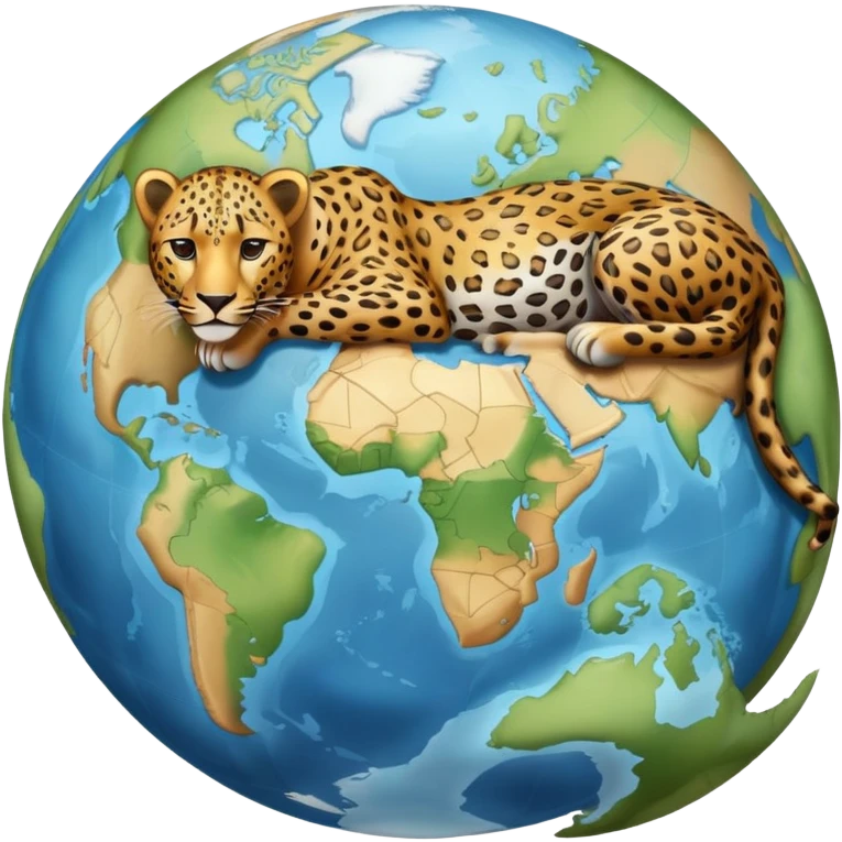 a leopard whose fur markings show a map of the earth emoji