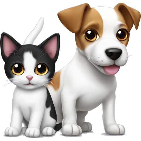 Jack Russell Black and White Cat and Tabby Cat emoji