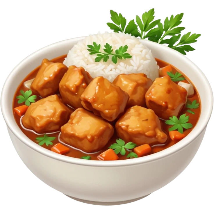 stew chicken chunkc with white rice emoji