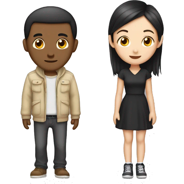 A girl with black her with Asian guy ￼ emoji