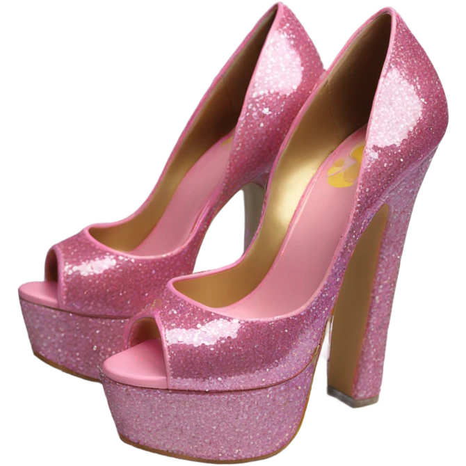Very high platform glitter heels pink emoji