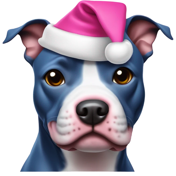 blue staffy w pink christmas hat emoji