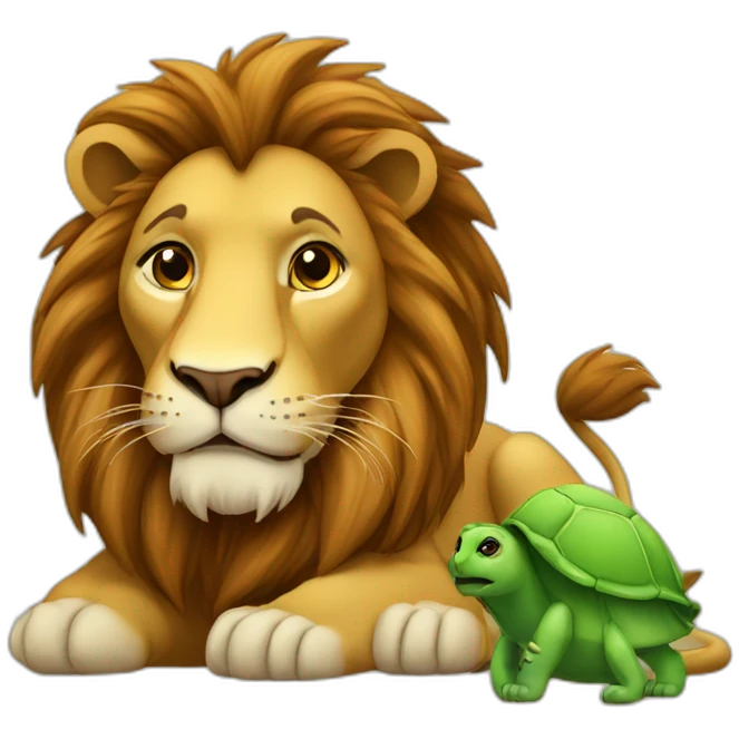 Lion avec tortue emoji