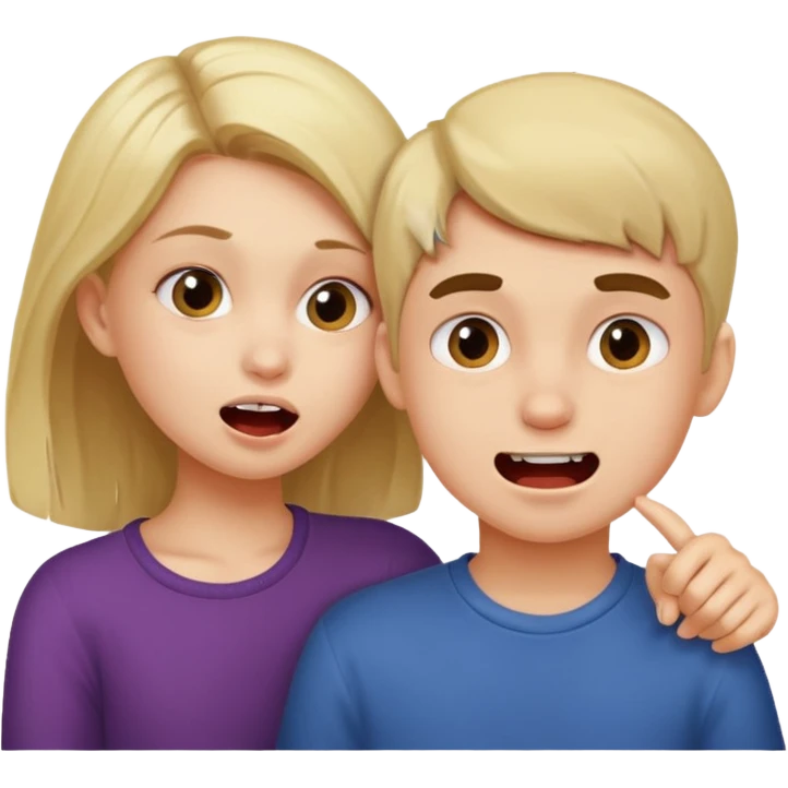 Girl biting boy cheek emoji