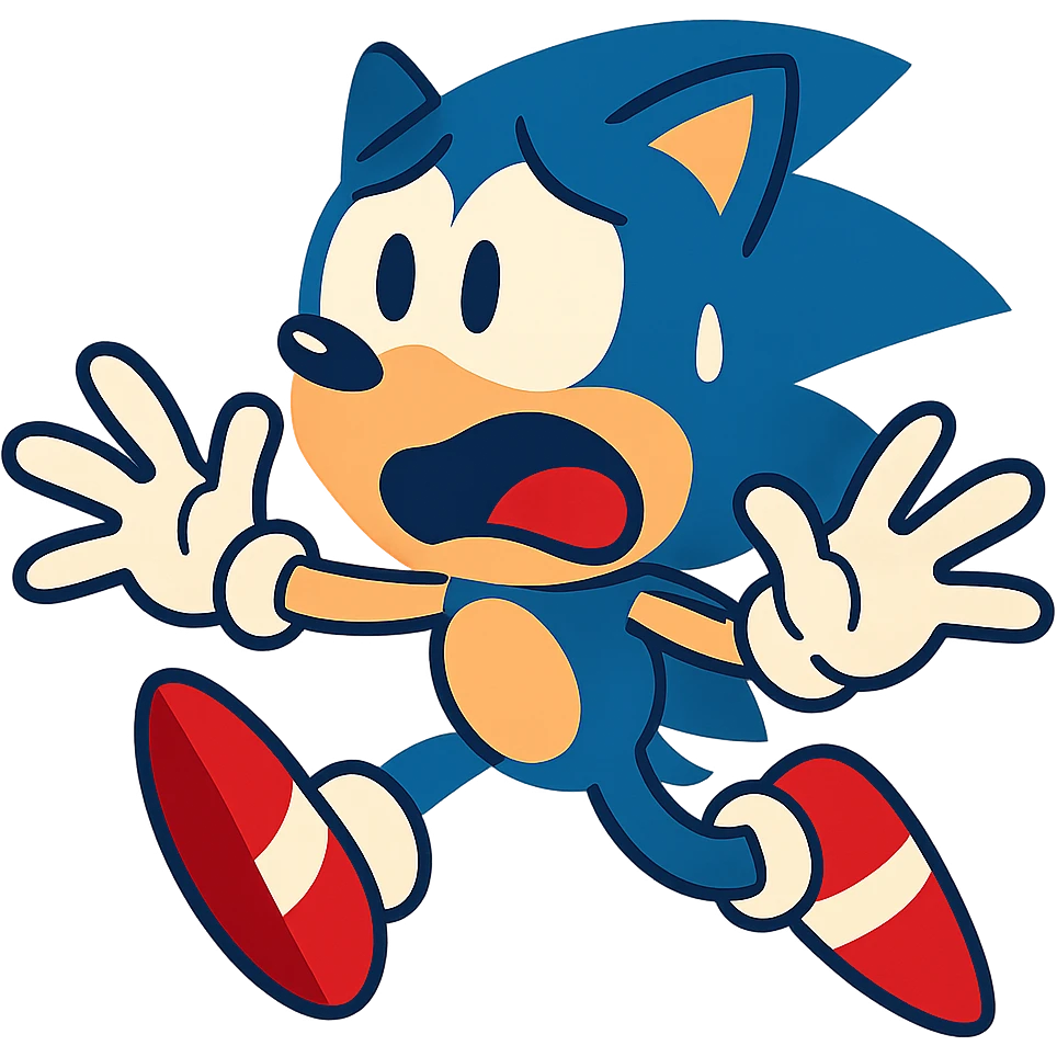 Sonic the Hedgehog with a scared expression, vibrant cartoon style emoji