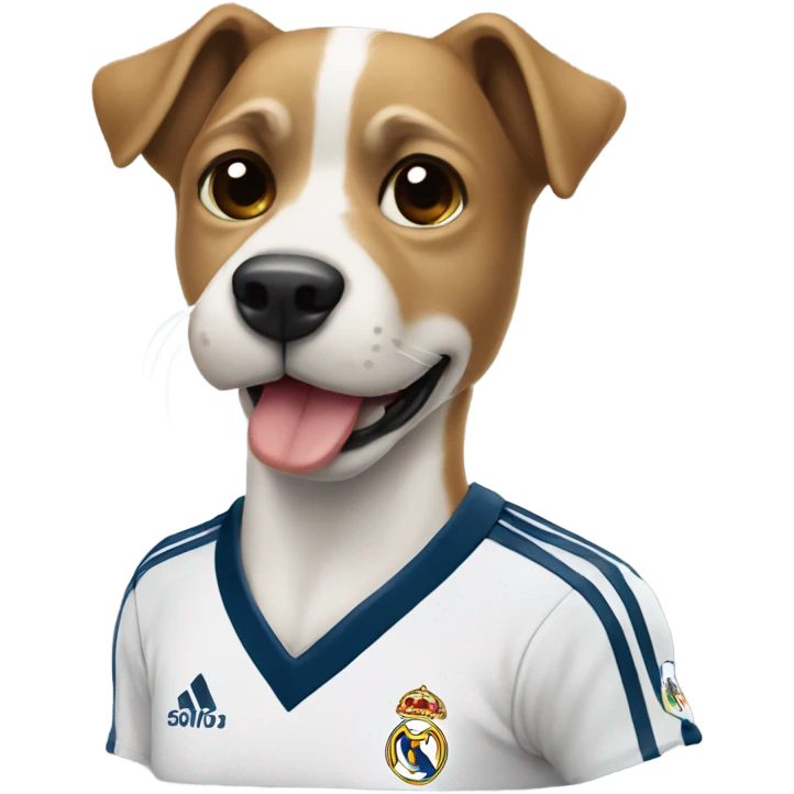 Perro con camisa Del Real madrid emoji