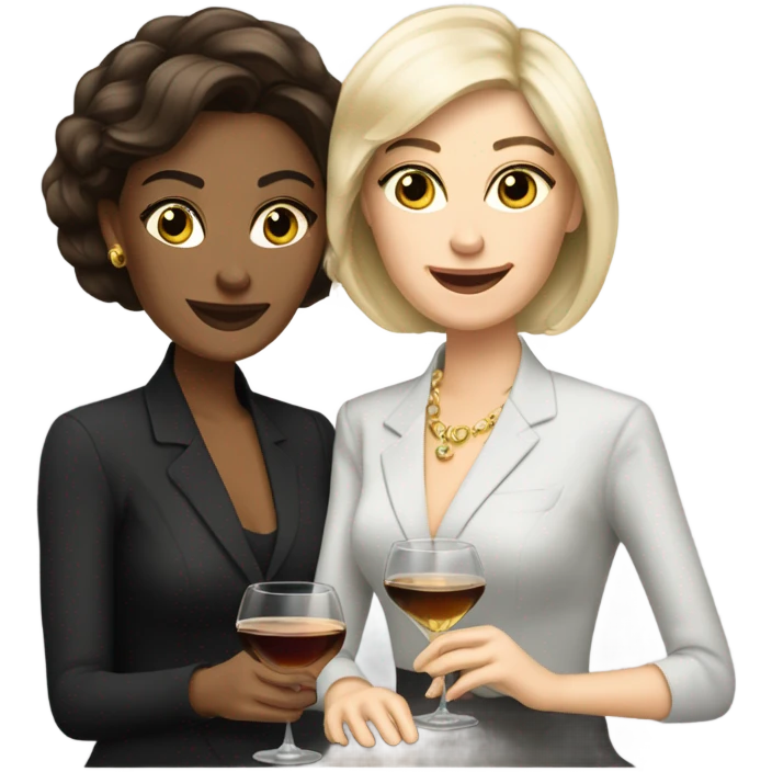 rich caucasian women two friends sipping martinis brunettes emoji