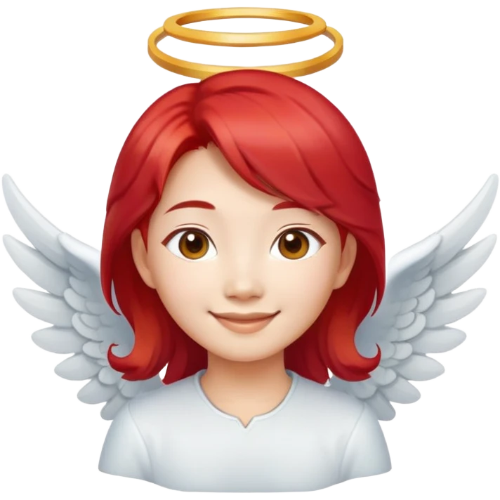 Smiling Asian angel with red hair and oval face emoji